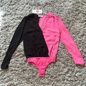 NWT Buddy Love Pink and Black Bodysuit Size Small